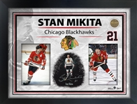Stan Mikita Chicago Blackhawks Embedded Signature 16x20 PhotoGlass Frame