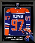 Connor McDavid Signed Jersey Framed PhotoGlass Edmonton Oilers Blue Adidas