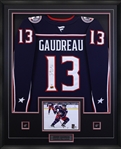 Johnny Gaudreau Signed Jersey Framed Blue Columbus Blue Jackets Fanatics Premium