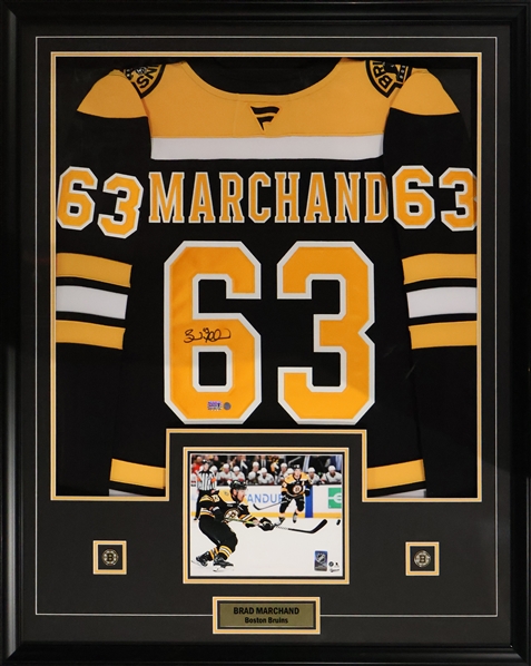 Brad Marchand Signed Framed Jersey Bruins Black Fanatics Premium