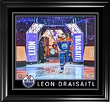 Leon Draisaitl Edmonton Oilers Signed 16x20 Blue Jersey Pregame Salute Photograph Framed
