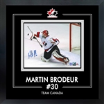 Martin Brodeur Signed 8x10 Framed PhotoGlass Team Canada Blocker Save-H