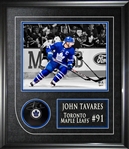 John Tavares Signed Framed Toronto Maple Leafs Puck