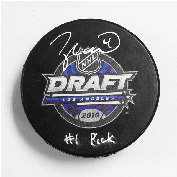 (SMUDGED) Taylor Hall Signed "#1 Pick" 2010 Draft Puck