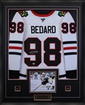 Connor Bedard Signed Jersey Framed Chicago Blackhawks Fanatics Premium