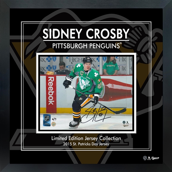 Sidney Crosby Signed 8x10 Framed PhotoGlass 2015 St.Patricks Jersey L/E 7
