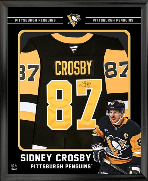 Sidney Crosby Signed Jersey Framed PhotoGlass Penguins Black Fanatics Premium