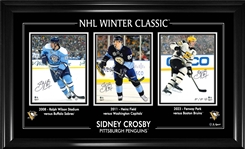 Sidney Crosby Triple Signed 8x10 Framed Winter Classic Penguins (Limited Edition of 87)