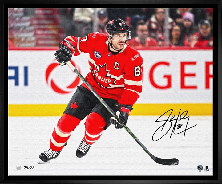 Sidney Crosby Signed 20x24 Framed Canvas 2025 Four Nations Canada Action-H (Limited Edition of 25)