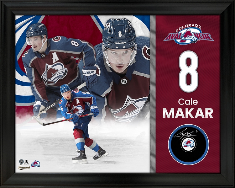Cale Makar Signed Framed Puck Colorado Avalanche
