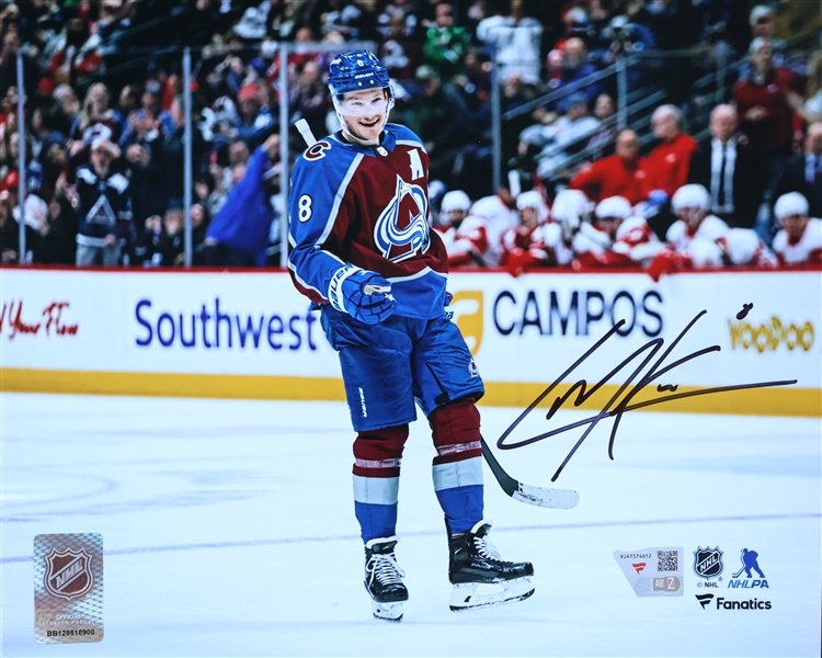 Cale Makar Colorado Avalanche Signed 8x10 Burgundy Celebration