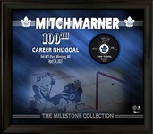 Mitch Marner Signed Framed Toronto Maple Leafs 100 Goals Milestone Puck (Limited Edition of 116)