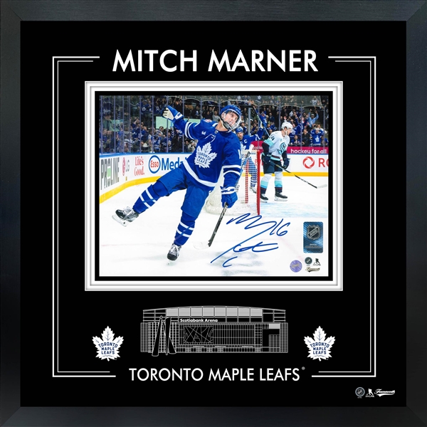 Mitch Marner Signed Framed Photoglass 8x10 Toronto Maple Leafs Celebration-H