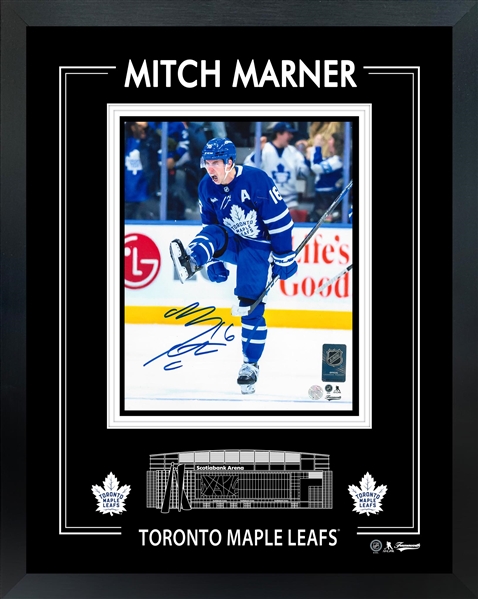 Mitch Marner Signed Framed Photoglass 8x10 Toronto Maple Leafs Celebration-V