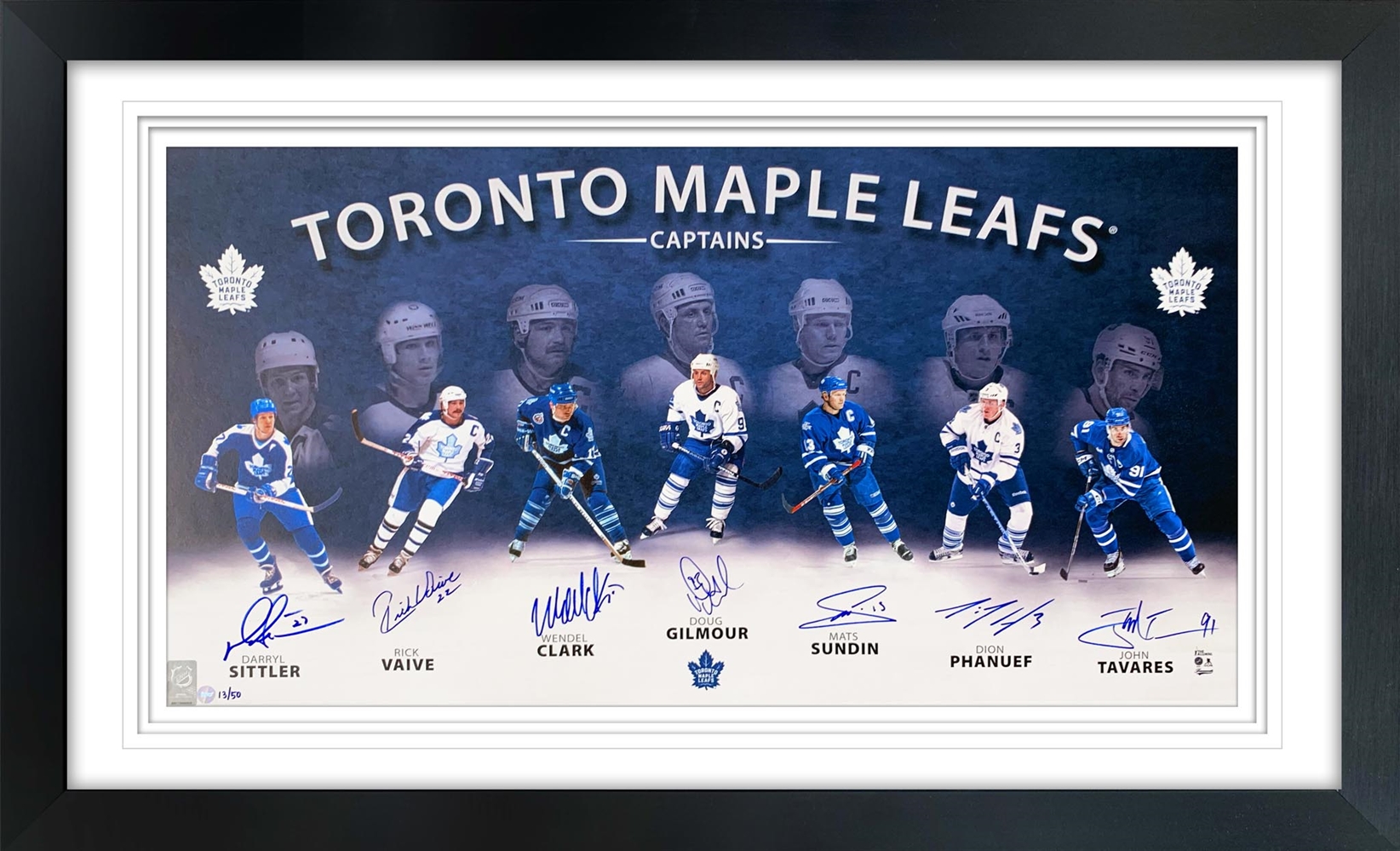 Sittler / Vaive / Clark / Gilmour / Sundin / Phaneuf / Tavares Toronto Maple Leafs Captains Multi-Signed Framed Print (Limited Edition of 50)