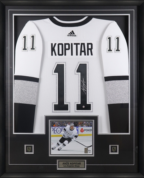 Anze Kopitar Signed Jersey Framed Los Angeles Kings Adidas Third Team