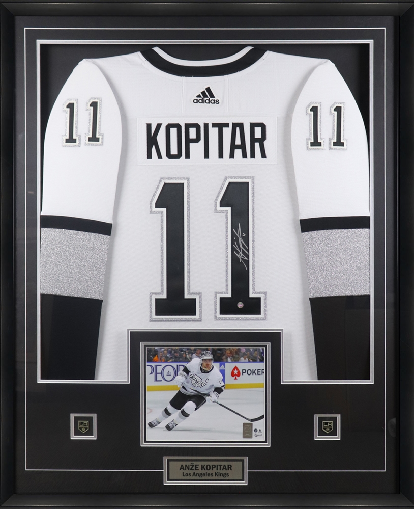 Anze Kopitar Signed Jersey Framed Los Angeles Kings Adidas Third Team