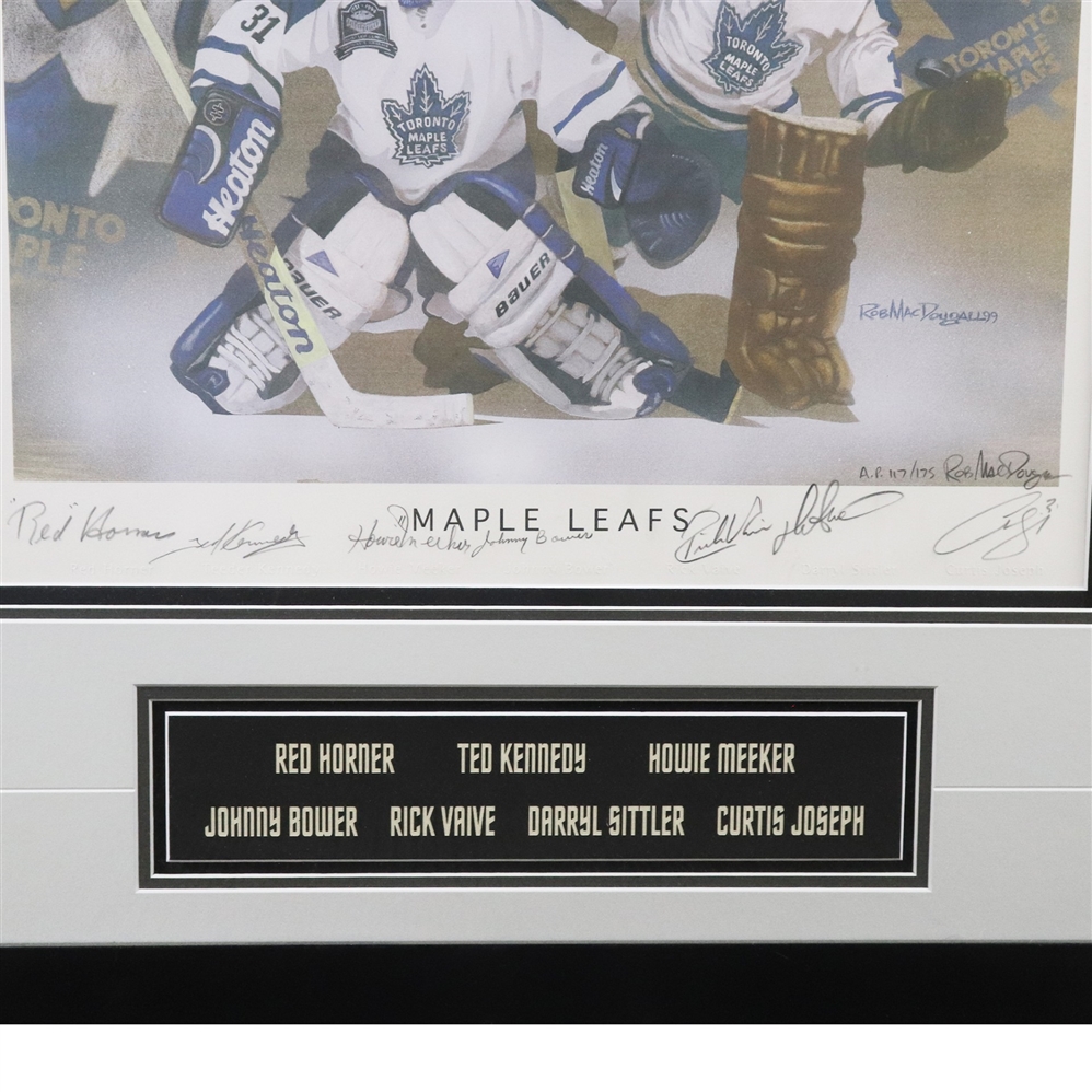 Horner/Kennedy/Meeker/Bower/Vaive/Sittler/Joseph Leafs Legends Signed Framed Art