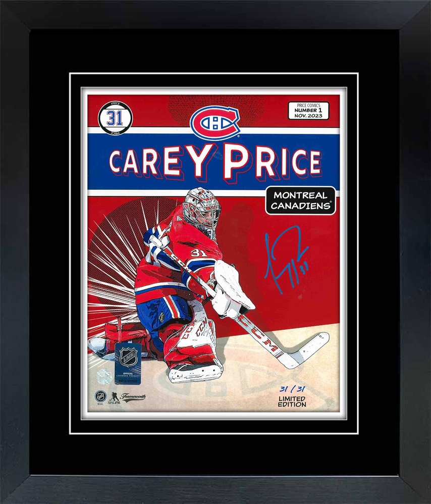 Carey Price Signed 8x10 Framed Canadiens Replica Comic Canadiens L/E 31