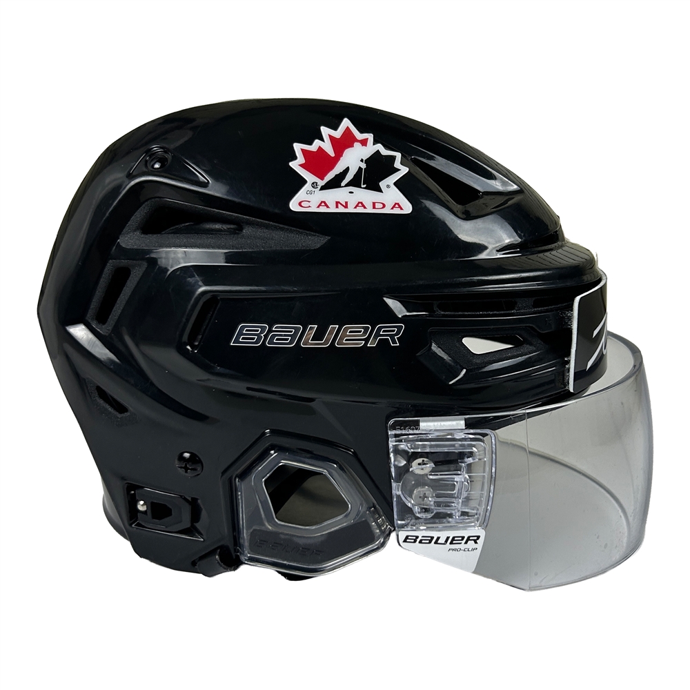 Easton Cowan 2025 IIHF World Junior Championship Game Used Helmet 
