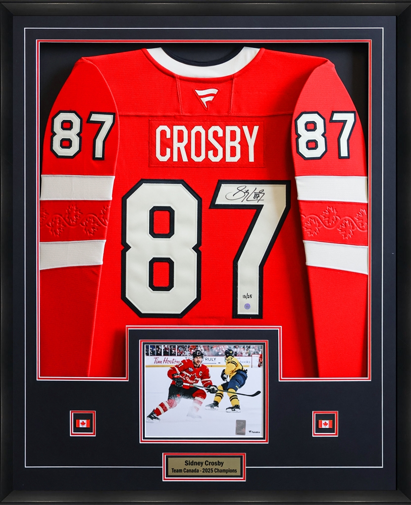 Sidney Crosby Signed Framed Jersey Four Nations Tournament Canada Fanatics On-Ice Model (Limited Edition of 25)