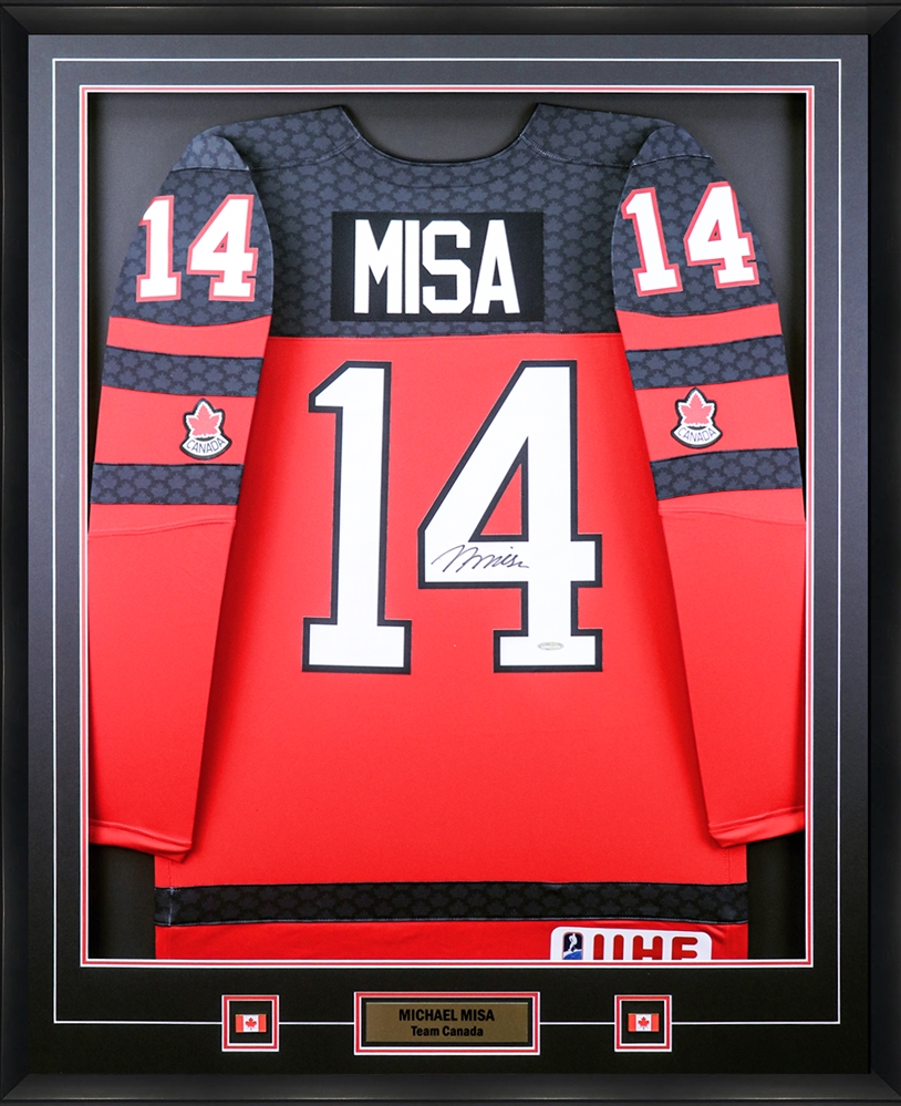 Michael Misa Signed Framed Jersey Replica Team Canada Nike Jersey