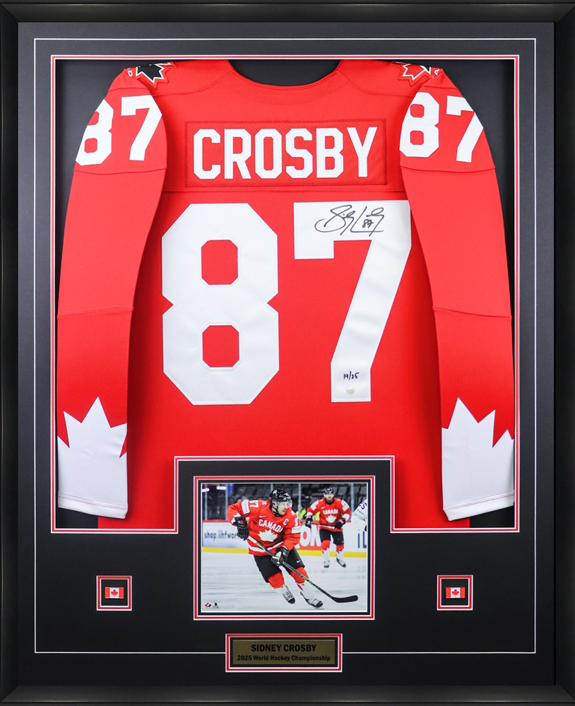 Sidney Crosby Signed Framed Jersey 2025 World Hockey Championship Bauer (Limited Edition of 25)