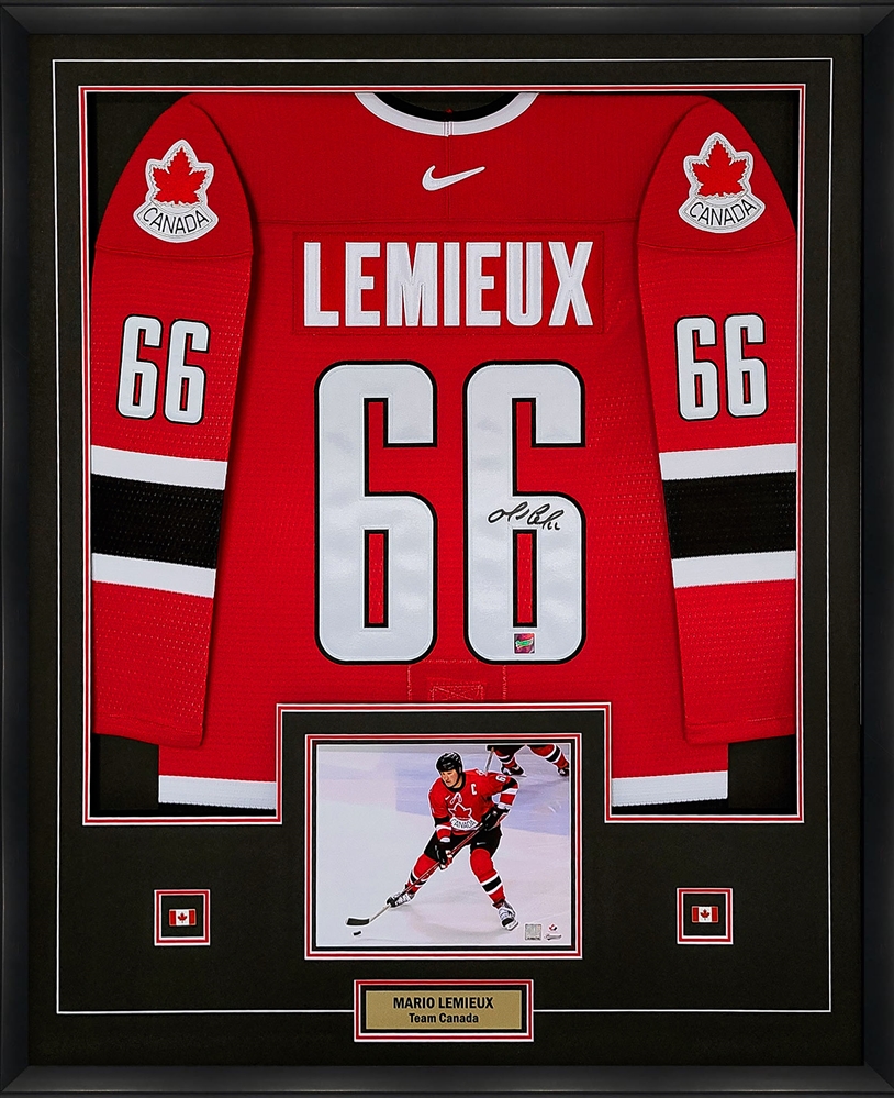 Mario Lemieux Signed Jersey Framed 2002 Olympics Nike Jersey